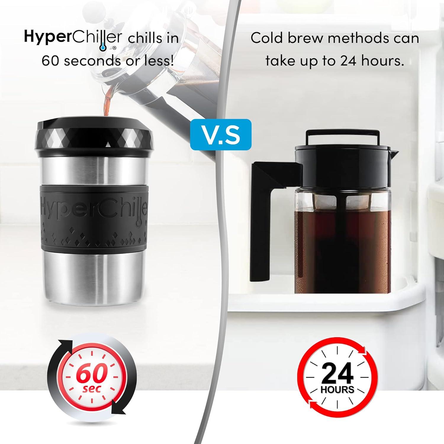 image:imageHyperChiller HC2BG Patented Iced CoffeeBeverage Cooler NEW IMPROVEDSTRONGER AND MORE DURABLE Ready in One Minute Reusable for Iced Tea Wine Spirits Alcohol Juice 125 Oz Slate BlueStainless Steel