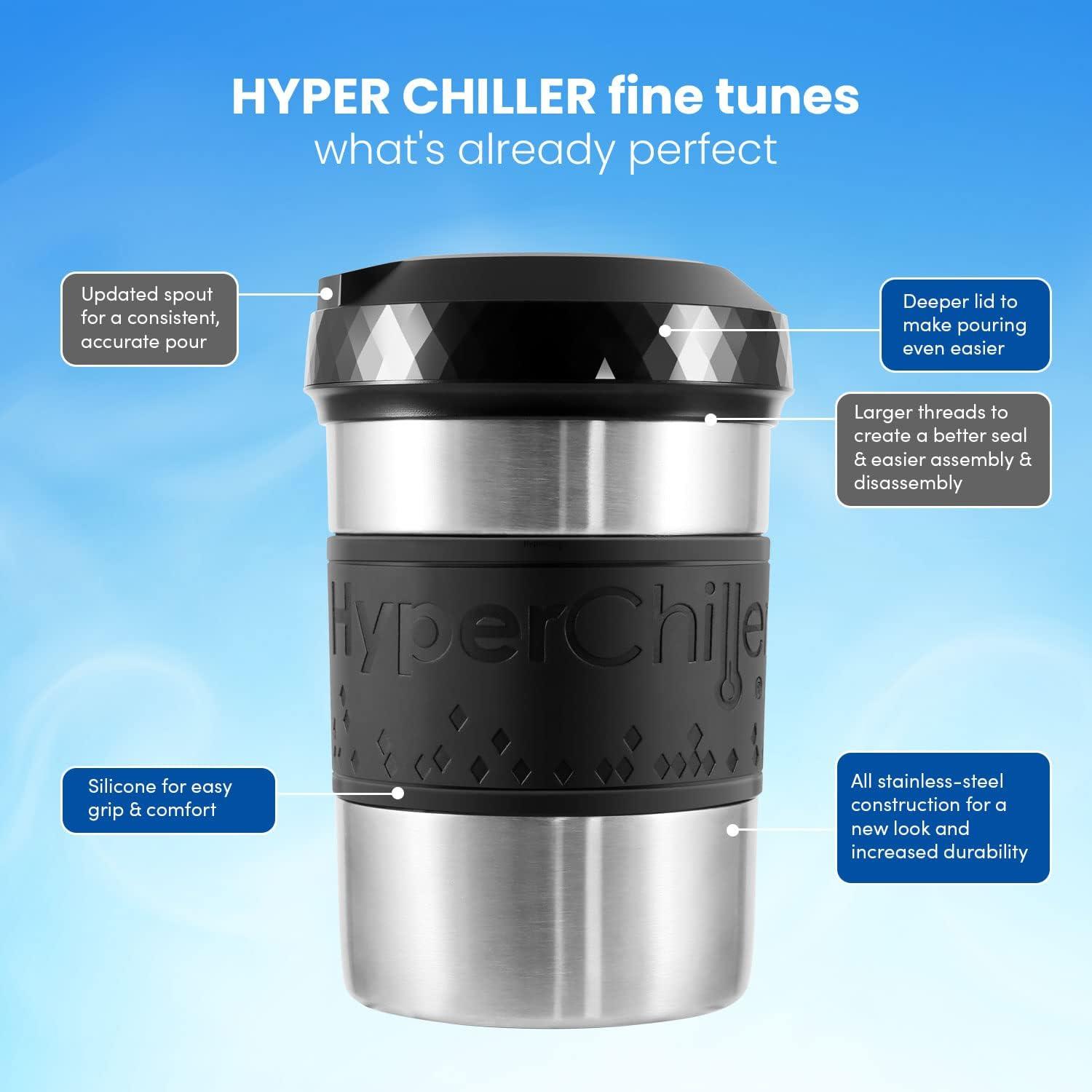 image:imageHyperChiller HC2BG Patented Iced CoffeeBeverage Cooler NEW IMPROVEDSTRONGER AND MORE DURABLE Ready in One Minute Reusable for Iced Tea Wine Spirits Alcohol Juice 125 Oz Slate BlueStainless Steel