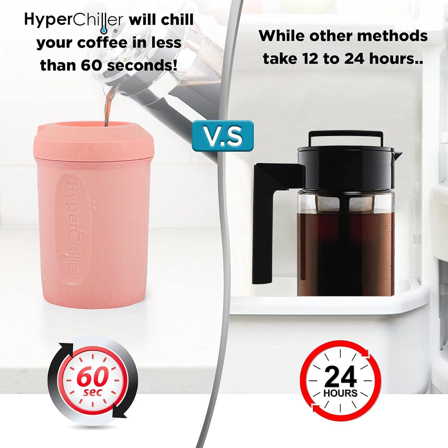 image:imageHyperChiller HC2BG Patented Iced CoffeeBeverage Cooler NEW IMPROVEDSTRONGER AND MORE DURABLE Ready in One Minute Reusable for Iced Tea Wine Spirits Alcohol Juice 125 Oz Slate BlueRose Gold