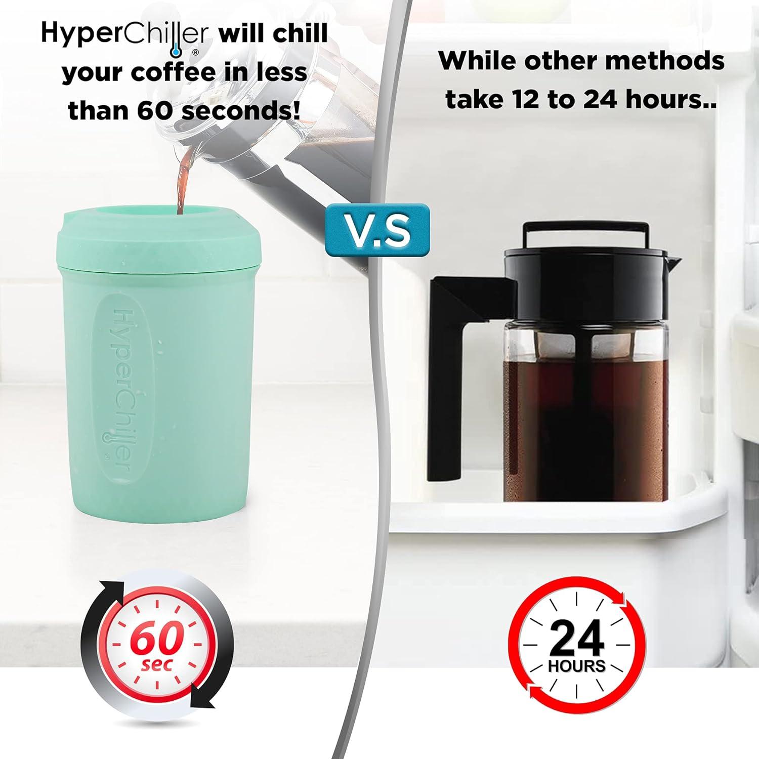 image:imageHyperChiller HC2BG Patented Iced CoffeeBeverage Cooler NEW IMPROVEDSTRONGER AND MORE DURABLE Ready in One Minute Reusable for Iced Tea Wine Spirits Alcohol Juice 125 Oz Slate BlueMint