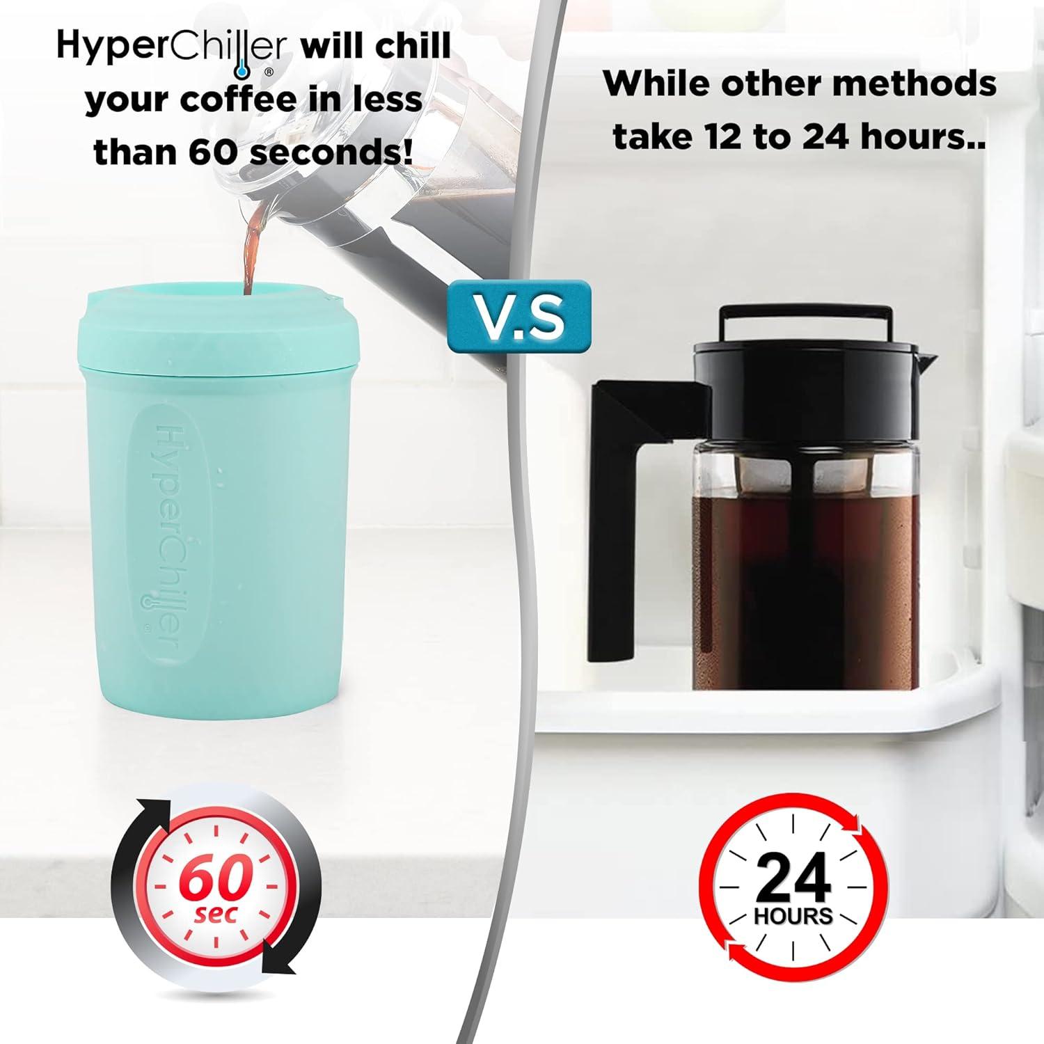 image:imageHyperChiller HC2M Patented Iced CoffeeBeverage Cooler NEW IMPROVEDSTRONGER AND MORE DURABLE Ready in One Minute Reusable for Iced Tea Wine Spirits Alcohol Juice 125 Oz SpearmintAqua Sky