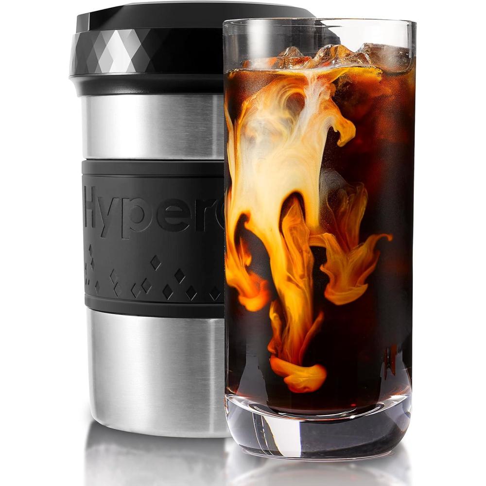 image:imageHyperChiller HC2BG Patented Iced CoffeeBeverage Cooler NEW IMPROVEDSTRONGER AND MORE DURABLE Ready in One Minute Reusable for Iced Tea Wine Spirits Alcohol Juice 125 Oz Slate BlueStainless Steel