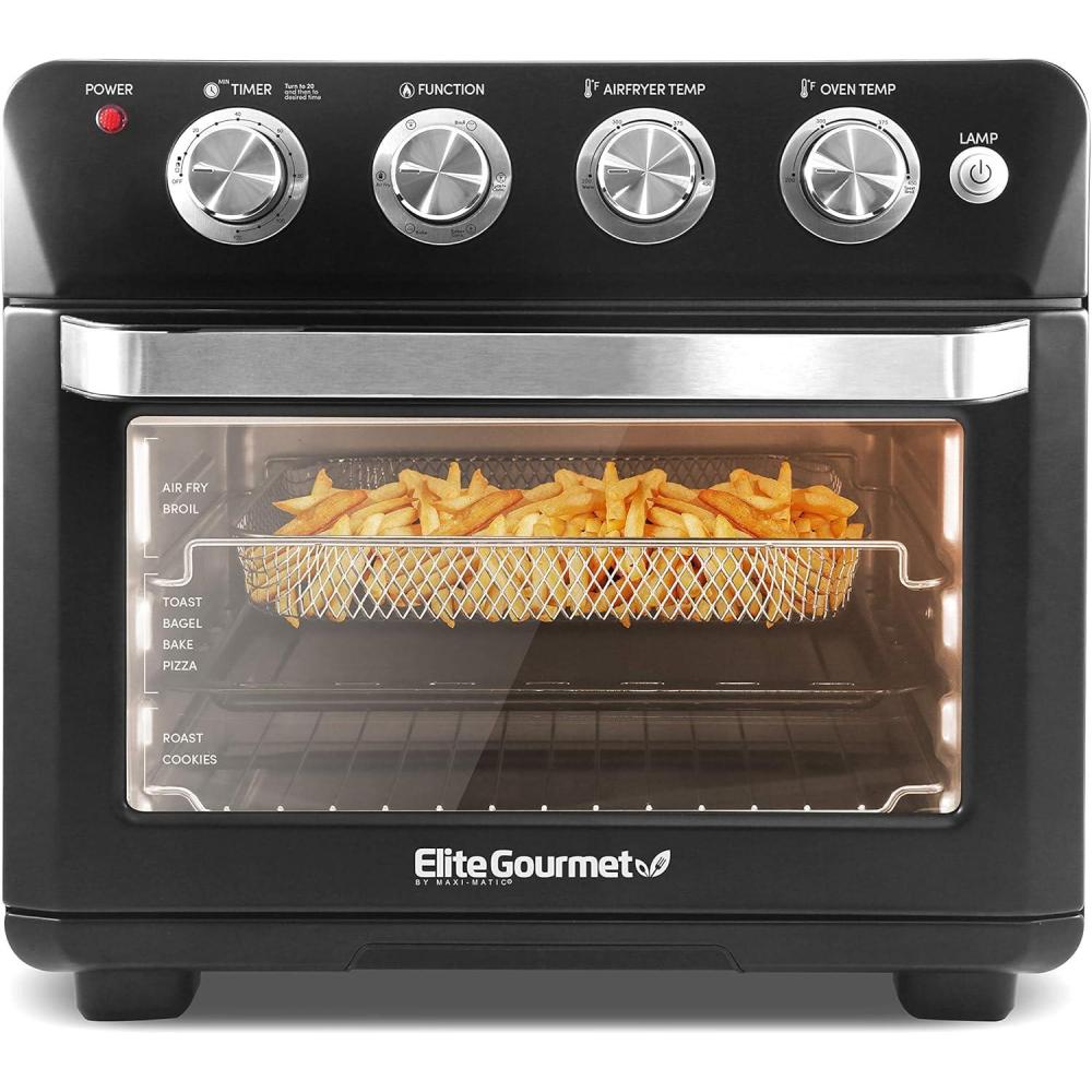 image:imageElite Gourmet EAF9100 MaxiMatic Electric Fryer Oven OilLess Convection Oven Extra large 25L Capacity Grill Bake Roast Air Fryer 1640Watts Black 1688265 Qt