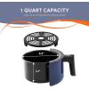 Elite Gourmet EAF-2612DX Personal 2.1Qt Compact Space Saving Programmable Hot Air Fryer, Oil-Less Healthy Cooker, Timer & Temperature Controls, 1000W, Black(Blue Gray)