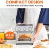 Elite Gourmet EAF-2612DX Personal 2.1Qt Compact Space Saving Programmable Hot Air Fryer, Oil-Less Healthy Cooker, Timer & Temperature Controls, 1000W, Black(Stainless Steel)