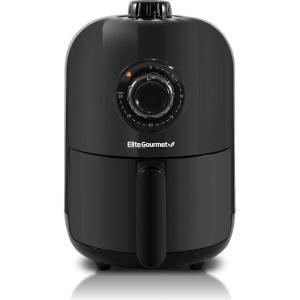 Elite Gourmet EAF0201X Personal Compact Space Saving Electric Hot Air Fryer Oil-Less Healthy Cooker, Timer & Temperature Controls, 1000W, 2.1 Quart, Black(Black)