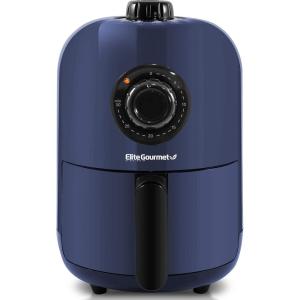 Elite Gourmet EAF-2612DX Personal 2.1Qt Compact Space Saving Programmable Hot Air Fryer, Oil-Less Healthy Cooker, Timer & Temperature Controls, 1000W, Black(Blue Gray)