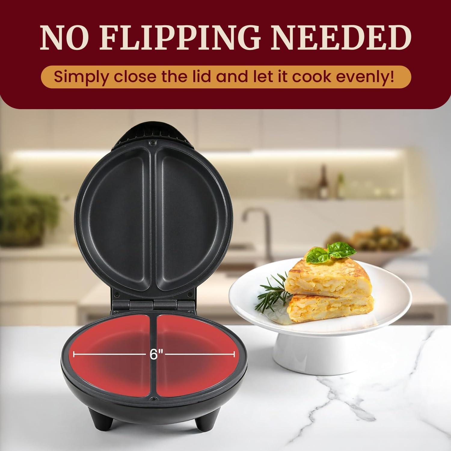image:imageElite Gourmet EOM205 NonStick Omelet Frittata Snack Pocket Maker for 2 Individual 65 Omelets Stainless Steel and BlackStainless Steel and Black
