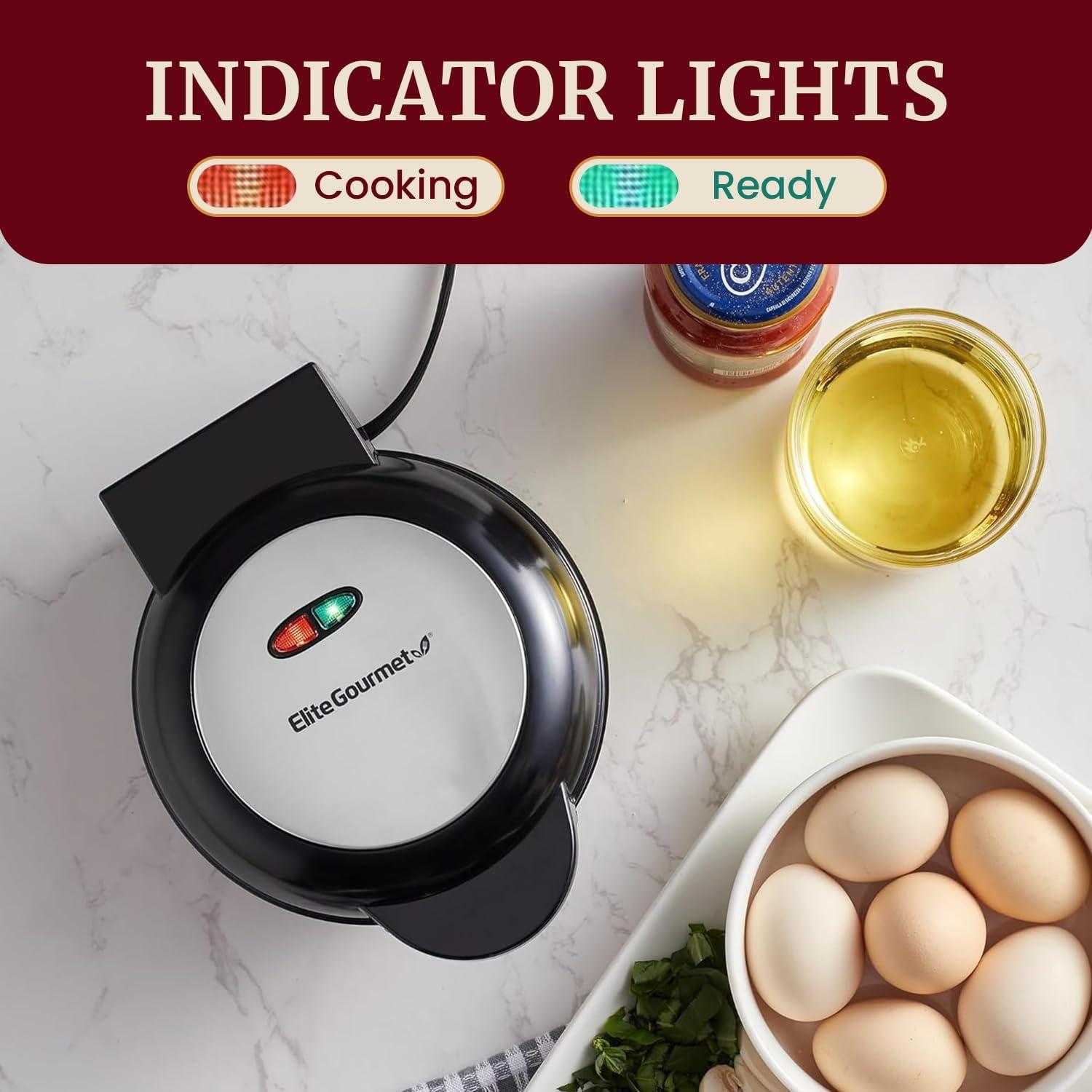 image:imageElite Gourmet EOM205 NonStick Omelet Frittata Snack Pocket Maker for 2 Individual 65 Omelets Stainless Steel and BlackStainless Steel and Black