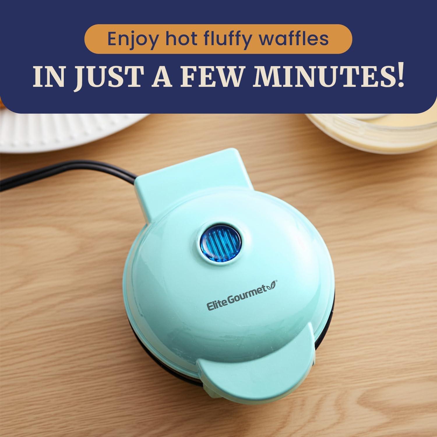 image:imageElite Gourmet EWM015R Electric Nonstick 45inch Mini Waffle Maker Belgian Waffles Compact Design Hash Browns Keto Snacks Sandwich Eggs Easy to Clean RedMint