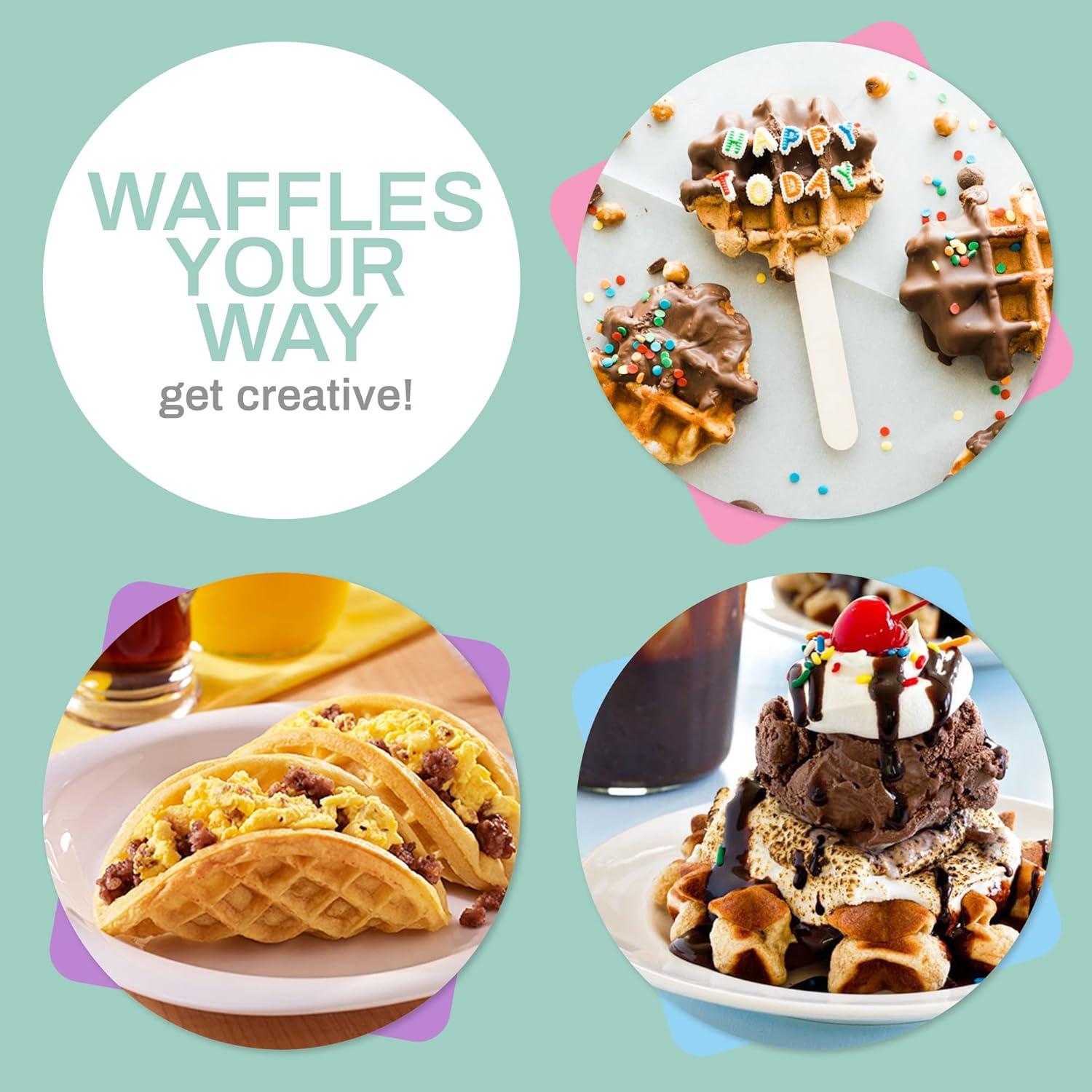 image:imageElite Gourmet EWM015R Electric Nonstick 45inch Mini Waffle Maker Belgian Waffles Compact Design Hash Browns Keto Snacks Sandwich Eggs Easy to Clean RedBlue