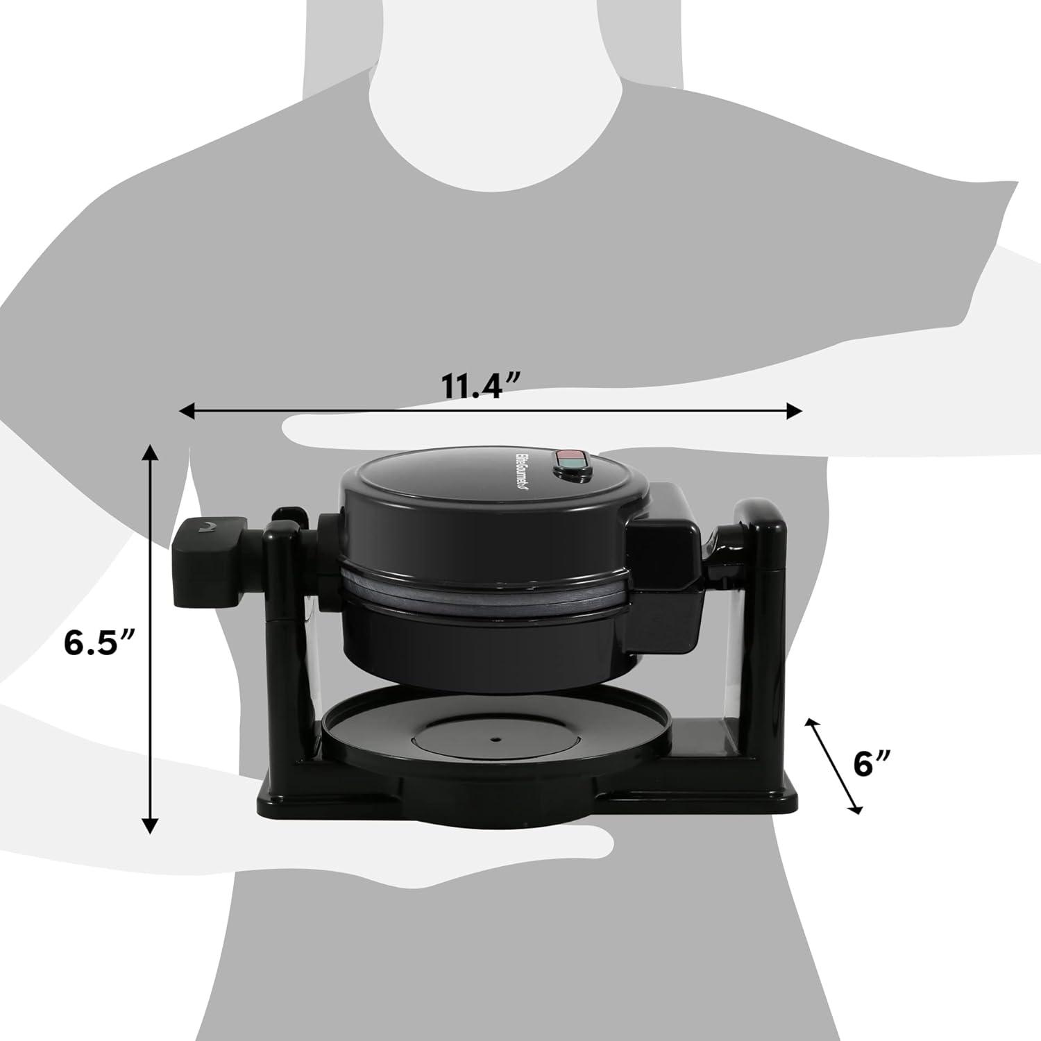 image:imageElite Gourmet EWM460 Nonstick Rotating Flip Belgian Waffle Maker 125Inch Thick Waffles Hash Browns Keto Snacks Sandwich Eggs Easy to Clean Black 5 InchBlack