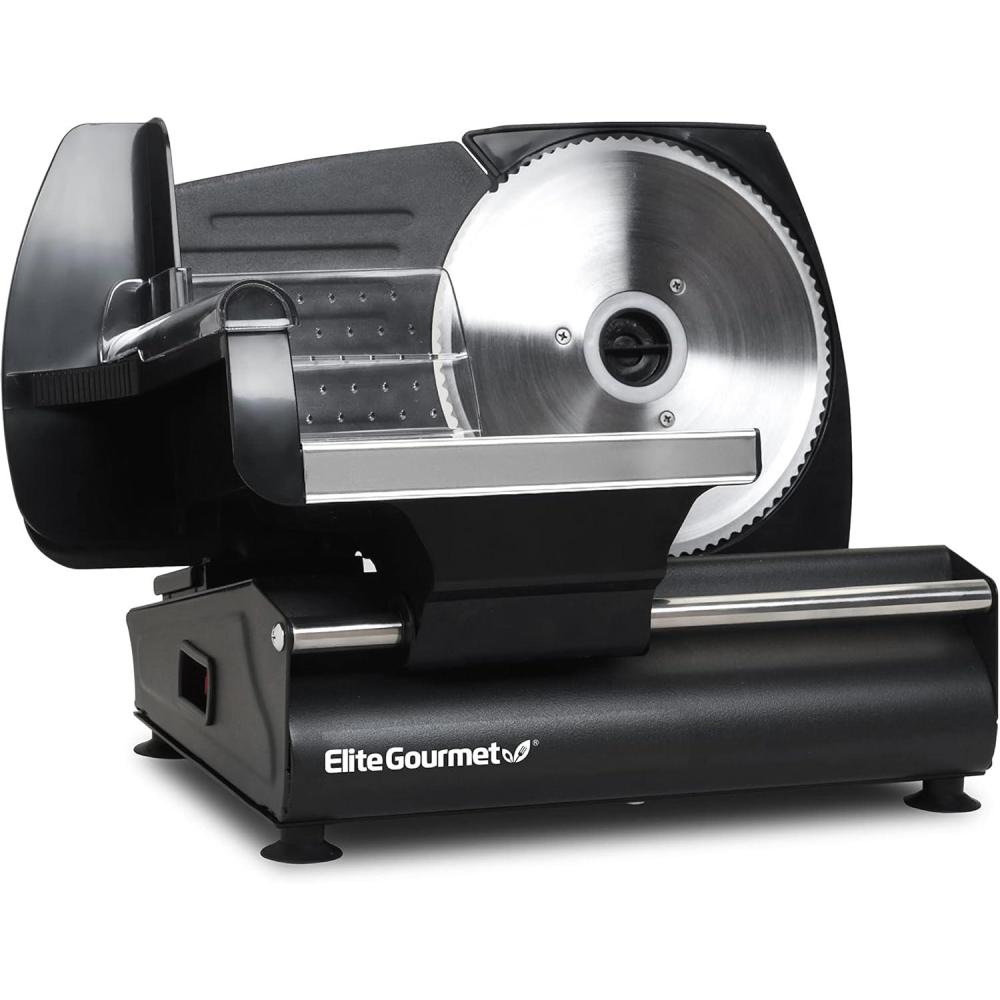 image:imageElite Gourmet EMT625B Ultimate Precision Electric Deli Food Meat Slicer Removable Stainless Steel Blade Adjustable Thickness Ideal for Cold Cuts Hard Cheese Vegetables amp Bread 75 BlackStainless Steel Black