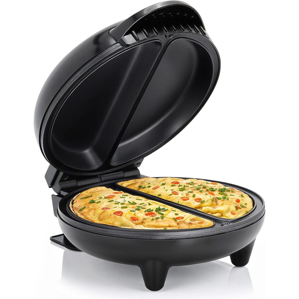 image:imageElite Gourmet EOM205 NonStick Omelet Frittata Snack Pocket Maker for 2 Individual 65 Omelets Stainless Steel and BlackStainless Steel and Black