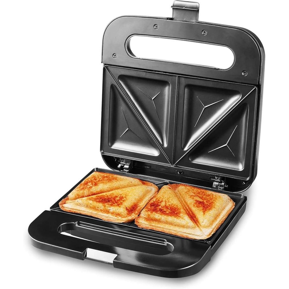 image:imageElite Gourmet ESM2207XSS Sandwich Panini Maker Grilled Cheese Machine Tuna Melt Omelets Nonstick Cooking Surface 2 Slice 750 Watts Stainless SteelNew Version