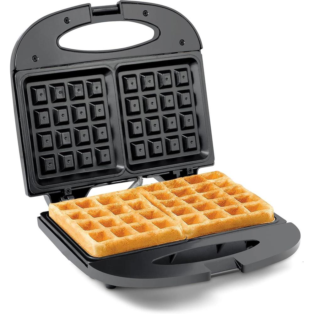image:imageElite Gourmet MaxiMatic Electric Nonstick Belgian Waffle Iron Snack Maker Machine Breakfast Sandwiches Compact amp Portable 2 Slice BlackWaffle