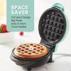 Elite Gourmet EWM013B Electric Nonstick Mini Waffle Maker with 5-inch cooking surface, Belgian Waffles, Compact Design, Hash Browns, Keto, Snacks, Sandwich, Eggs, Easy to Clean, Black(Mint)