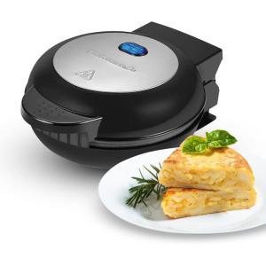 Elite Gourmet EWM460 Nonstick Rotating Flip Belgian Waffle Maker, 1.25-Inch Thick Waffles, Hash Browns, Keto, Snacks, Sandwich, Eggs, Easy to Clean, Black, 5 Inch(Stainless Steel and Black)
