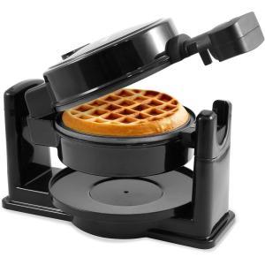 Elite Gourmet EWM460 Nonstick Rotating Flip Belgian Waffle Maker, 1.25-Inch Thick Waffles, Hash Browns, Keto, Snacks, Sandwich, Eggs, Easy to Clean, Black, 5 Inch(Black)