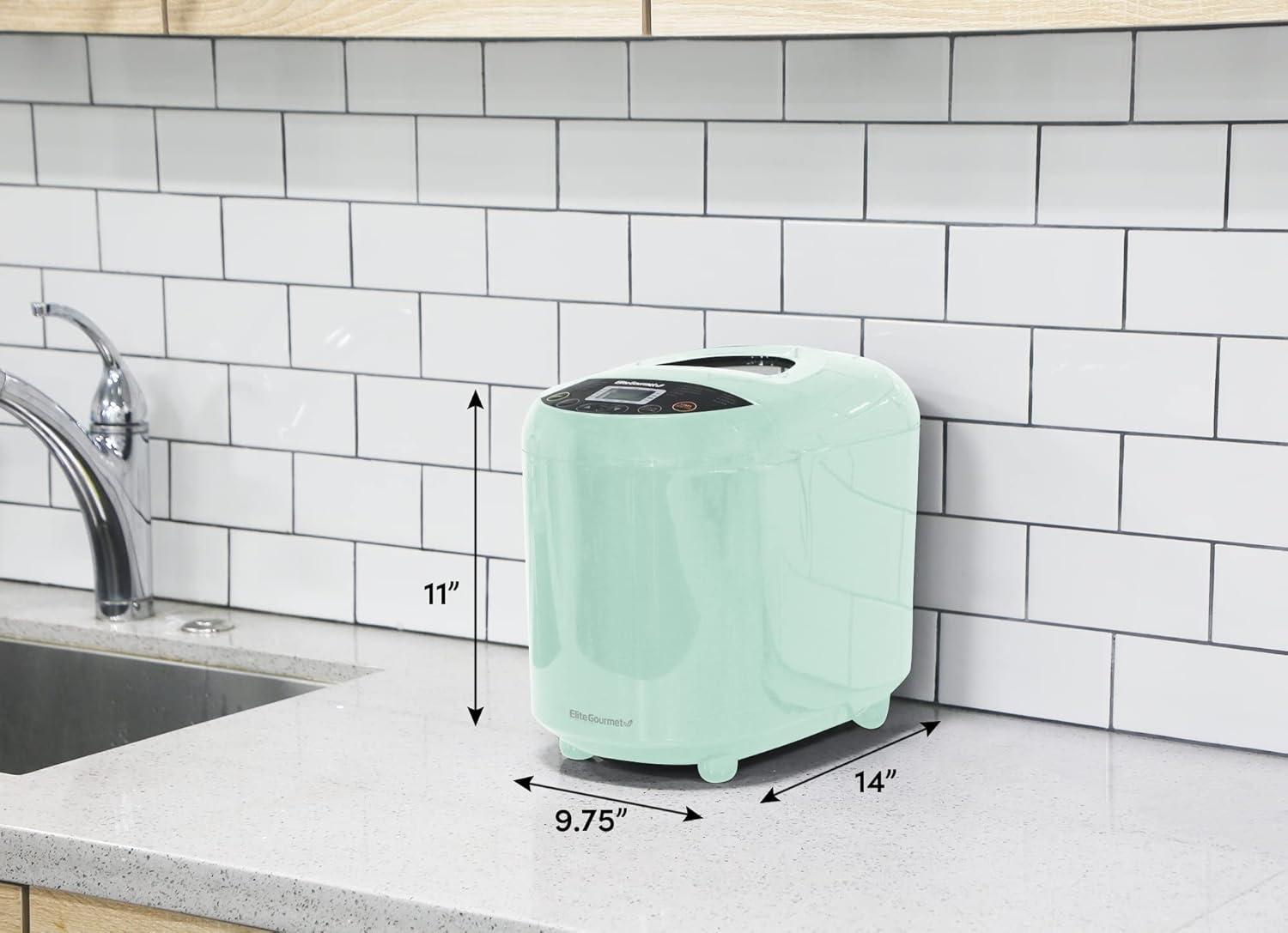 image:imageElite Gourmet Programmable Bread Maker with PFASFree CERALAST Ceramic Pan 2 lb Loaf 19 Presets incl GlutenFree 3 Sizes Delay Timer Steel GrayMint