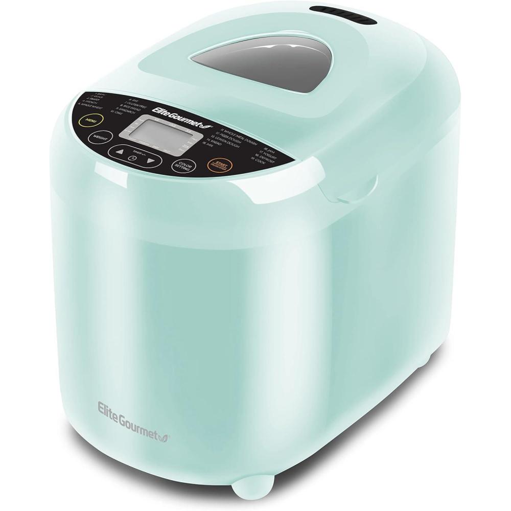 image:imageElite Gourmet Programmable Bread Maker with PFASFree CERALAST Ceramic Pan 2 lb Loaf 19 Presets incl GlutenFree 3 Sizes Delay Timer Steel GrayMint