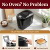 Elite Gourmet Programmable 2-Lb Bread Maker, PFAS Free Ceramic Ceralast™ Pan, Touch Screen Control Panel, 19 Functions, Gluten Free, White, Wheat, Rye & More, 3 Loaf Sizes, Stainless Steel(Black)
