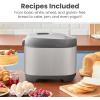 Elite Gourmet Programmable Bread Maker with PFAS-Free CERALAST™ Ceramic Pan, 2 lb Loaf, 19 Presets incl. Gluten-Free, 3 Sizes, Delay Timer, Steel Gray(Stainless Steel)