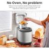 Elite Gourmet Programmable Bread Maker with PFAS-Free CERALAST™ Ceramic Pan, 2 lb Loaf, 19 Presets incl. Gluten-Free, 3 Sizes, Delay Timer, Steel Gray(Stainless Steel)