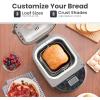 Elite Gourmet Programmable Bread Maker with PFAS-Free CERALAST™ Ceramic Pan, 2 lb Loaf, 19 Presets incl. Gluten-Free, 3 Sizes, Delay Timer, Steel Gray(Stainless Steel)