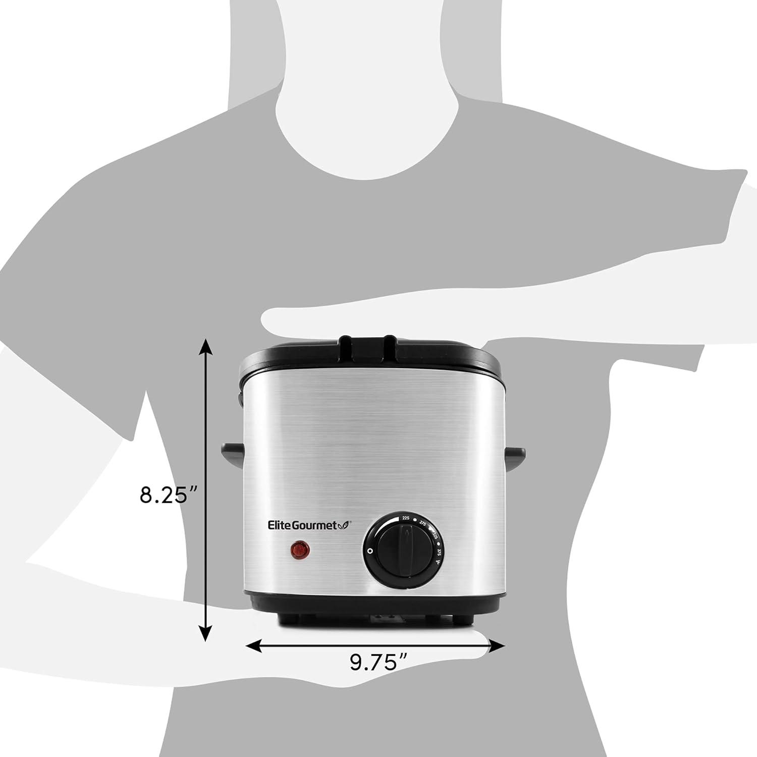 image:imageElite Gourmet EDF1607 800Watt Mesh Basket 16 Quart 65 Cup Oil Capacity Electric Immersion Deep Fryer with Temperature Knob and Lid with View Window stainless steelStainless Steel and Black