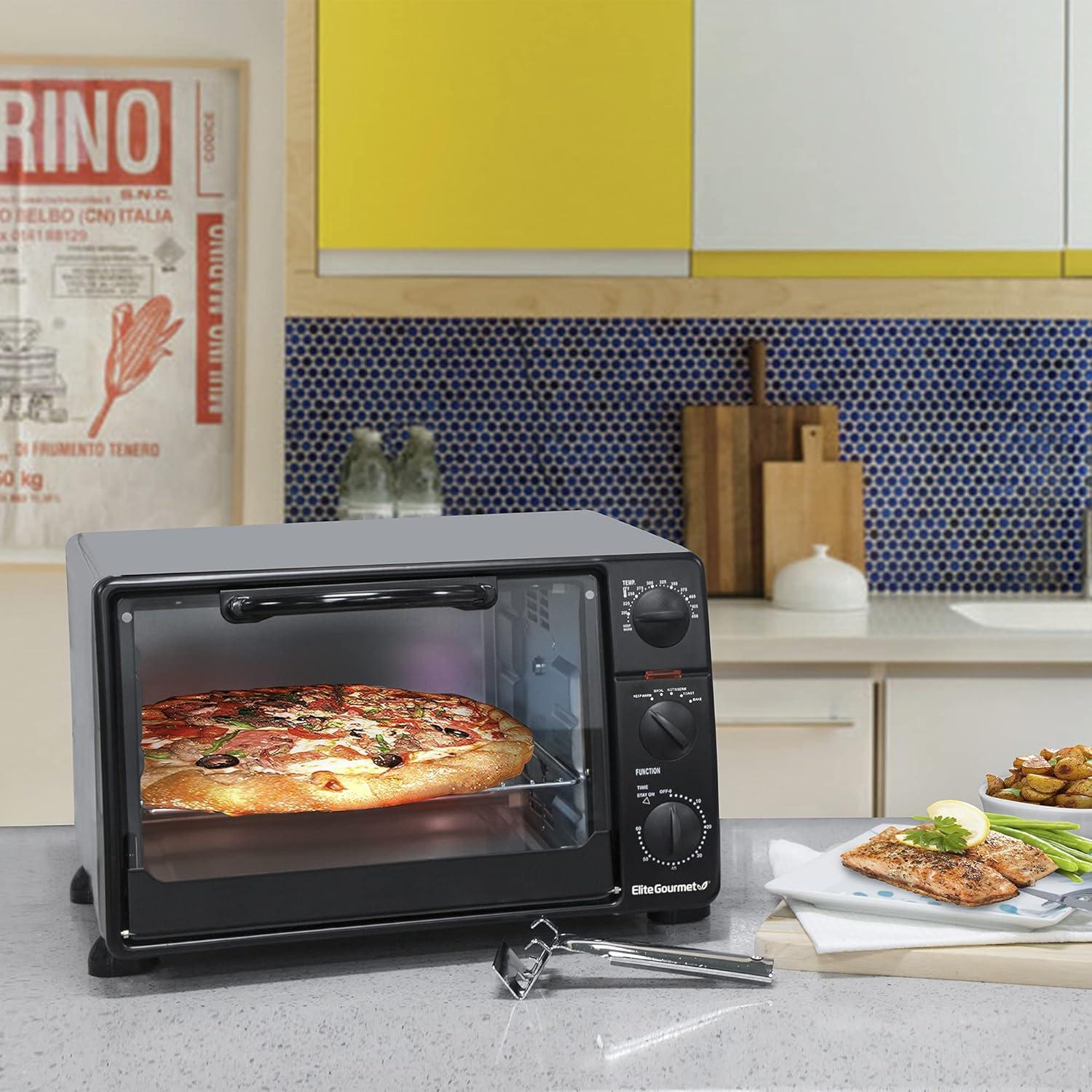 image:imageElite Gourmet ETO4524 45L Countertop Convection Toaster Oven French Doors Adjustable Temperature amp Timer Bake Roast Broil Toast Includes Baking Pan Rack Rotisserie Stainless Steel6Slice 23L