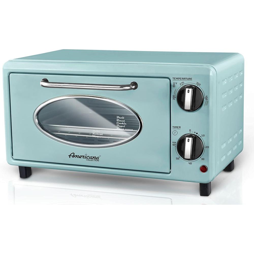 image:imageElite Gourmet by Maximatic Americana Collection ETO147M Diner 50s Retro Countertop Toaster oven Bake Toast Fits 8 Pizza Temperature Control amp Adjustable 60Minute Timer 1000W 2 Slice Mint2 Slice 10L