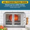 Elite Gourmet ETO4524 45L Countertop Convection Toaster Oven, French Doors, Adjustable Temperature & Timer, Bake, Roast, Broil, Toast, Includes Baking Pan, Rack, Rotisserie, Stainless Steel(18-Slice  45L)
