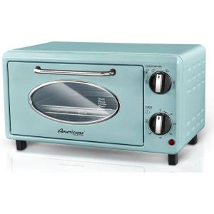 Elite Gourmet by Maximatic Americana Collection ETO147M Diner 50’s Retro Countertop Toaster oven, Bake, Toast, Fits 8” Pizza, Temperature Control & Adjustable 60-Minute Timer 1000W, 2 Slice, Mint(2 Slice  10L)
