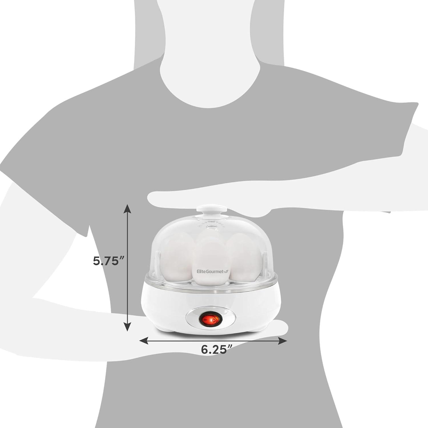 image:imageElite Gourmet EGC007CHC Rapid Egg Cooker 7 EasyToPeel Hard Medium Soft Boiled Eggs Poacher Omelet Maker Auto ShutOff Alarm 16Recipe Booklet Charcoal GreyClassic White