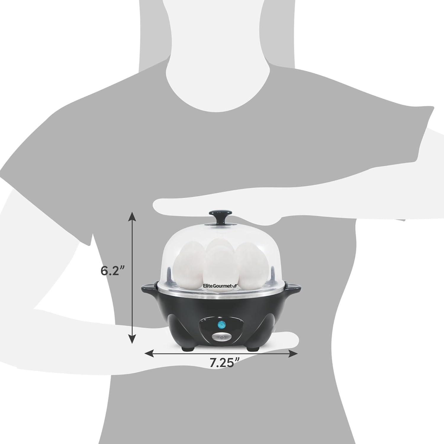 image:imageElite Gourmet EGC700P Rapid Egg Cooker 7 EasyToPeel Hard Medium Soft Boiled Eggs Poacher Omelet Maker Auto ShutOff Alarm 16Recipe Booklet BPAFree EggplantAsh