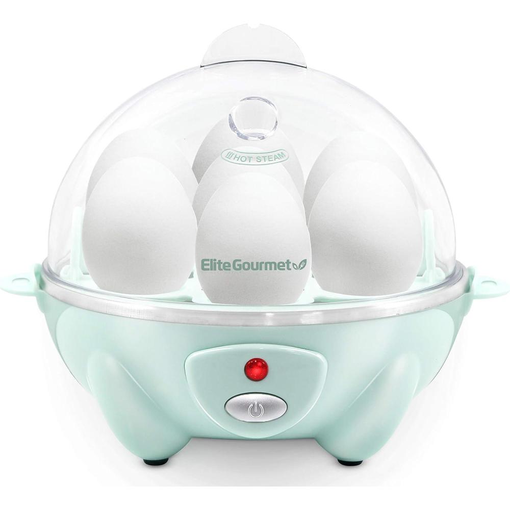 image:imageElite Gourmet EGC700P Rapid Egg Cooker 7 EasyToPeel Hard Medium Soft Boiled Eggs Poacher Omelet Maker Auto ShutOff Alarm 16Recipe Booklet BPAFree EggplantMint