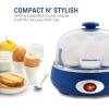 Elite Gourmet EGC007CHC# Rapid Egg Cooker, 7 Easy-To-Peel, Hard, Medium, Soft Boiled Eggs, Poacher, Omelet Maker, Auto Shut-Off, Alarm, 16-Recipe Booklet, Charcoal Grey(Blue Grey)