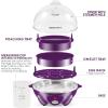 Elite Gourmet EGC700P# Rapid Egg Cooker, 7 Easy-To-Peel, Hard, Medium, Soft Boiled Eggs, Poacher, Omelet Maker, Auto Shut-Off, Alarm, 16-Recipe Booklet, BPA-Free, Eggplant(Eggplant)