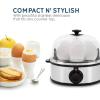 Elite Gourmet EGC700P# Rapid Egg Cooker, 7 Easy-To-Peel, Hard, Medium, Soft Boiled Eggs, Poacher, Omelet Maker, Auto Shut-Off, Alarm, 16-Recipe Booklet, BPA-Free, Eggplant(Stainless Steel)