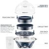 Elite Gourmet EGC700P# Rapid Egg Cooker, 7 Easy-To-Peel, Hard, Medium, Soft Boiled Eggs, Poacher, Omelet Maker, Auto Shut-Off, Alarm, 16-Recipe Booklet, BPA-Free, Eggplant(Steel Blue)