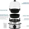 Elite Gourmet EGC700P# Rapid Egg Cooker, 7 Easy-To-Peel, Hard, Medium, Soft Boiled Eggs, Poacher, Omelet Maker, Auto Shut-Off, Alarm, 16-Recipe Booklet, BPA-Free, Eggplant(Stainless Steel)
