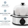 Elite Gourmet EGC700P# Rapid Egg Cooker, 7 Easy-To-Peel, Hard, Medium, Soft Boiled Eggs, Poacher, Omelet Maker, Auto Shut-Off, Alarm, 16-Recipe Booklet, BPA-Free, Eggplant(Stainless Steel)