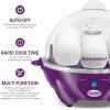 Elite Gourmet EGC700P# Rapid Egg Cooker, 7 Easy-To-Peel, Hard, Medium, Soft Boiled Eggs, Poacher, Omelet Maker, Auto Shut-Off, Alarm, 16-Recipe Booklet, BPA-Free, Eggplant(Eggplant)