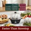 Elite Gourmet EGC-007B# Rapid Egg Cooker, 7 Easy-To-Peel, Hard, Medium, Soft Boiled Eggs, Poacher, Omelet Maker, Auto Shut-Off, Alarm, 16-Recipe Booklet, Black(Black)