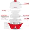 Elite Gourmet EGC-007B# Rapid Egg Cooker, 7 Easy-To-Peel, Hard, Medium, Soft Boiled Eggs, Poacher, Omelet Maker, Auto Shut-Off, Alarm, 16-Recipe Booklet, Black(Red)