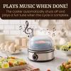 Elite Gourmet EGC-007B# Rapid Egg Cooker, 7 Easy-To-Peel, Hard, Medium, Soft Boiled Eggs, Poacher, Omelet Maker, Auto Shut-Off, Alarm, 16-Recipe Booklet, Black(Stainless Steel)
