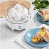 Elite Gourmet EGC-007B# Rapid Egg Cooker, 7 Easy-To-Peel, Hard, Medium, Soft Boiled Eggs, Poacher, Omelet Maker, Auto Shut-Off, Alarm, 16-Recipe Booklet, Black(White)
