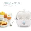 Elite Gourmet EGC-007B# Rapid Egg Cooker, 7 Easy-To-Peel, Hard, Medium, Soft Boiled Eggs, Poacher, Omelet Maker, Auto Shut-Off, Alarm, 16-Recipe Booklet, Black(White)