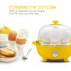 Elite Gourmet EGC-007B# Rapid Egg Cooker, 7 Easy-To-Peel, Hard, Medium, Soft Boiled Eggs, Poacher, Omelet Maker, Auto Shut-Off, Alarm, 16-Recipe Booklet, Black(Yellow)